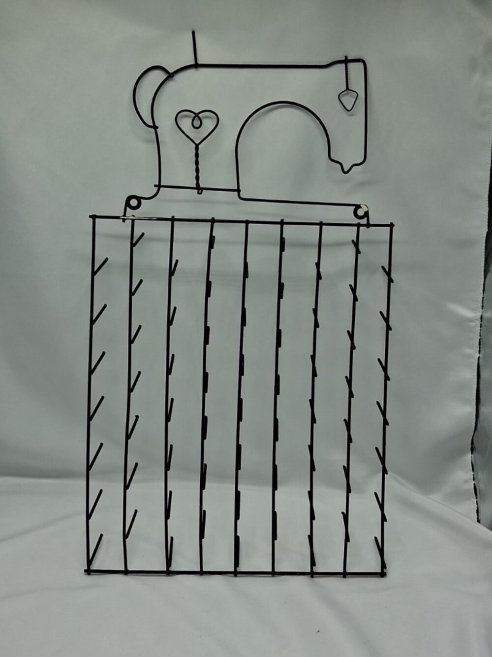 Cute Kitschy Thread Sewing Machine Shaped Spool Holder Black Wire Rack, 63 spool - Picture 5 of 7